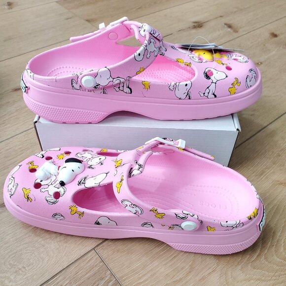 Crocs Peanuts Snoopy Woodstock Mary Jane Clog Pink 211130-90H Womens Size 10 NEW - Picture 3 of 8
